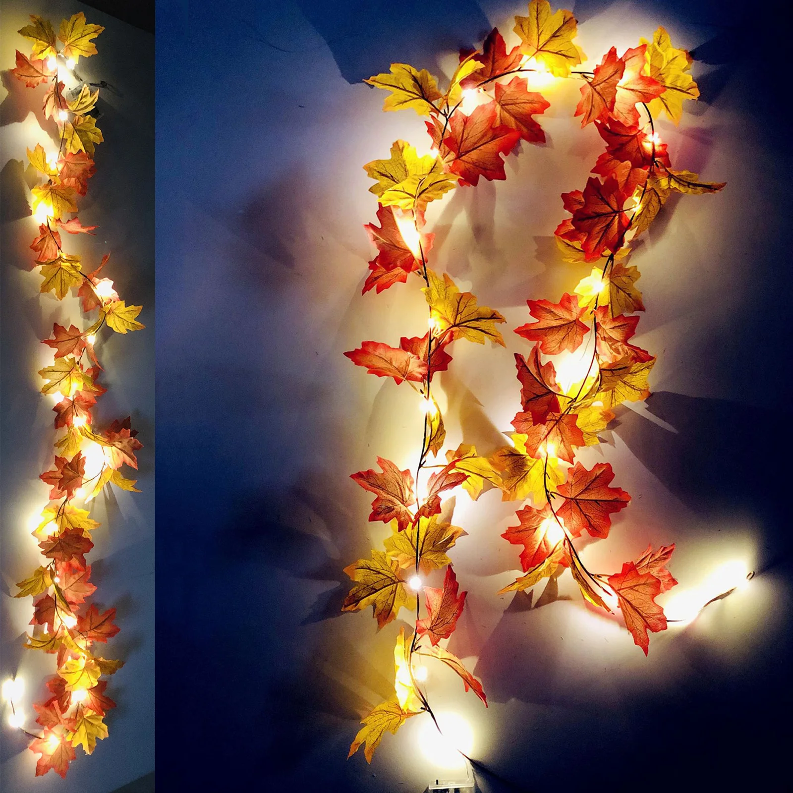 52 Leaves Total Party Decoration Fake Plant Artificial Maple Leaf String Lights Fall Rattan Garland Lifelike Wall Hanging
52 Leaves Total Party Decoration Fake Plant Artificial Maple Leaf String Lights Fall Rattan Garland Lifelike Wall Hanging