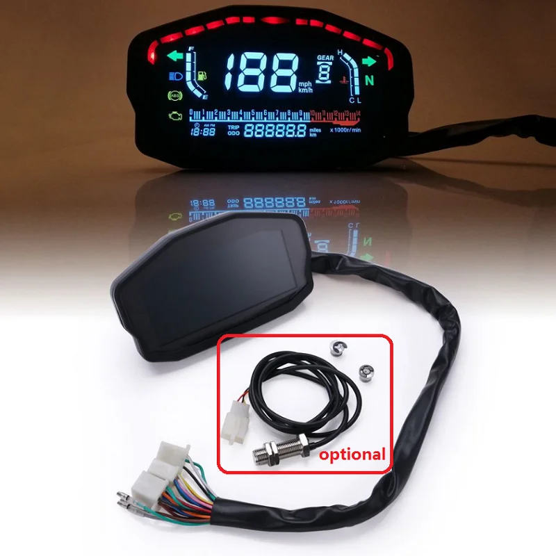 Motorcycle Multi-Function LCD Display Speedometer Trip Odometer 14000RPM Rev Counter Fuel Level Gear Turn Light 12V Dashboard
Motorcycle Multi-Function LCD Display Speedometer Trip Odometer 14000RPM Rev Counter Fuel Level Gear Turn Light 12V Dashboard