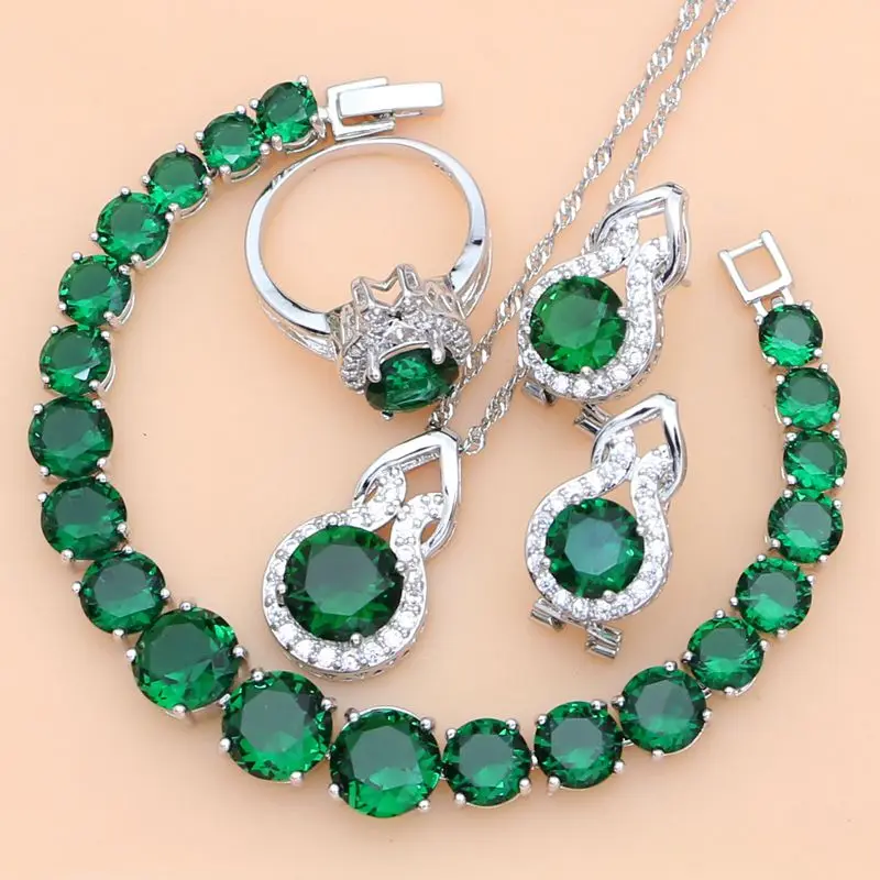 925 Silver Jewelry Green Zircon White CZ Jewelry Sets For Women Earrings/Pendant/Necklace/Rings/Bracelet T225 
925 Silver Jewelry Green Zircon White CZ Jewelry Sets For Women Earrings/Pendant/Necklace/Rings/Bracelet T225