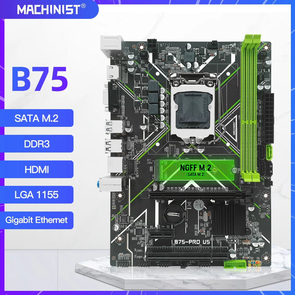 MACHINIST B75 Desktops Motherboard LGA 1155 Support Intel i3/i5/i7 Processor CPU And DDR3 16G Memory RAM With HDMI VGA B75-PRO
MACHINIST B75 Desktops Motherboard LGA 1155 Support Intel i3/i5/i7 Processor CPU And DDR3 16G Memory RAM With HDMI VGA B75-PRO