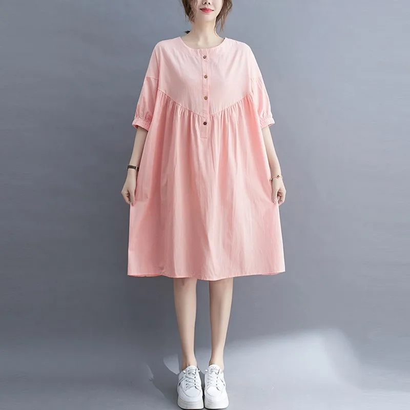 Women Summer Cotton Casual Dress New 2021 Simple Style Solid Color Loose Female Knee-length A-line Dresses B600
Women Summer Cotton Casual Dress New 2021 Simple Style Solid Color Loose Female Knee-length A-line Dresses B600