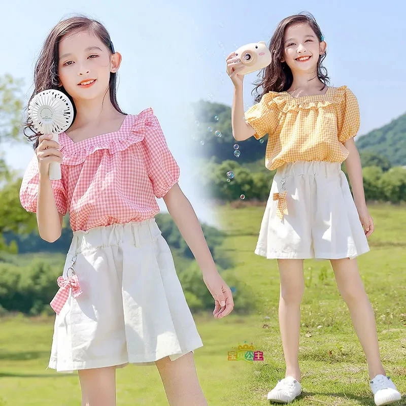Girls Clothes Set Summer Plaid top + White Short Pants 2 PCS Children Clothing For Girls Teen Kids Girls Clothes 6 8 10 12 Year
Girls Clothes Set Summer Plaid top + White Short Pants 2 PCS Children Clothing For Girls Teen Kids Girls Clothes 6 8 10 12 Year