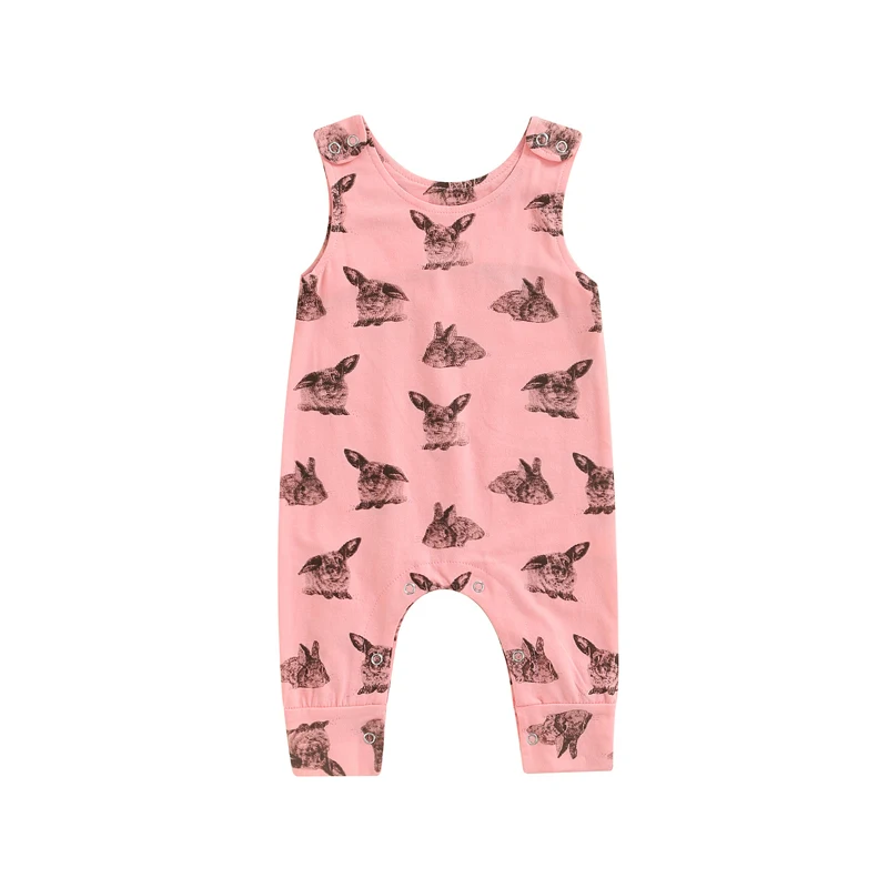 Baby Girls Jumpsuit, Sleeveless Crew Neck Rabbit Print Button Closure Summer Romper for Toddlers
Baby Girls Jumpsuit, Sleeveless Crew Neck Rabbit Print Button Closure Summer Romper for Toddlers