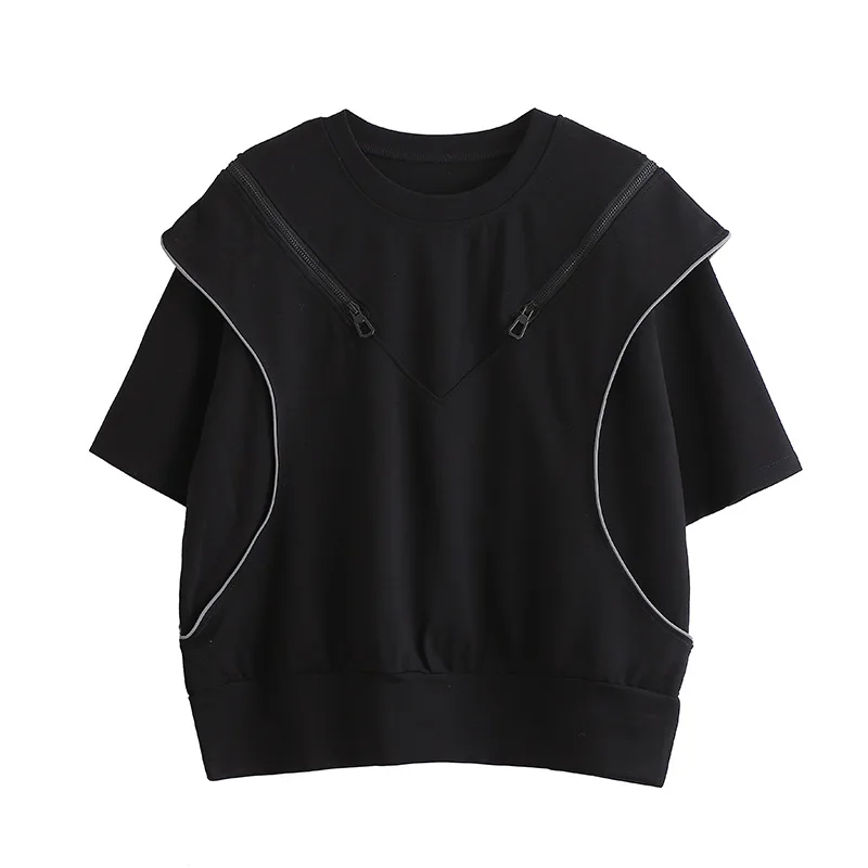 Women's Tshirt Summer New Dark Ins Wind Zipper Off-the-shoulder Fake Two-piece Loose Top Short-sleeved T-shirt Women
Women's Tshirt Summer New Dark Ins Wind Zipper Off-the-shoulder Fake Two-piece Loose Top Short-sleeved T-shirt Women