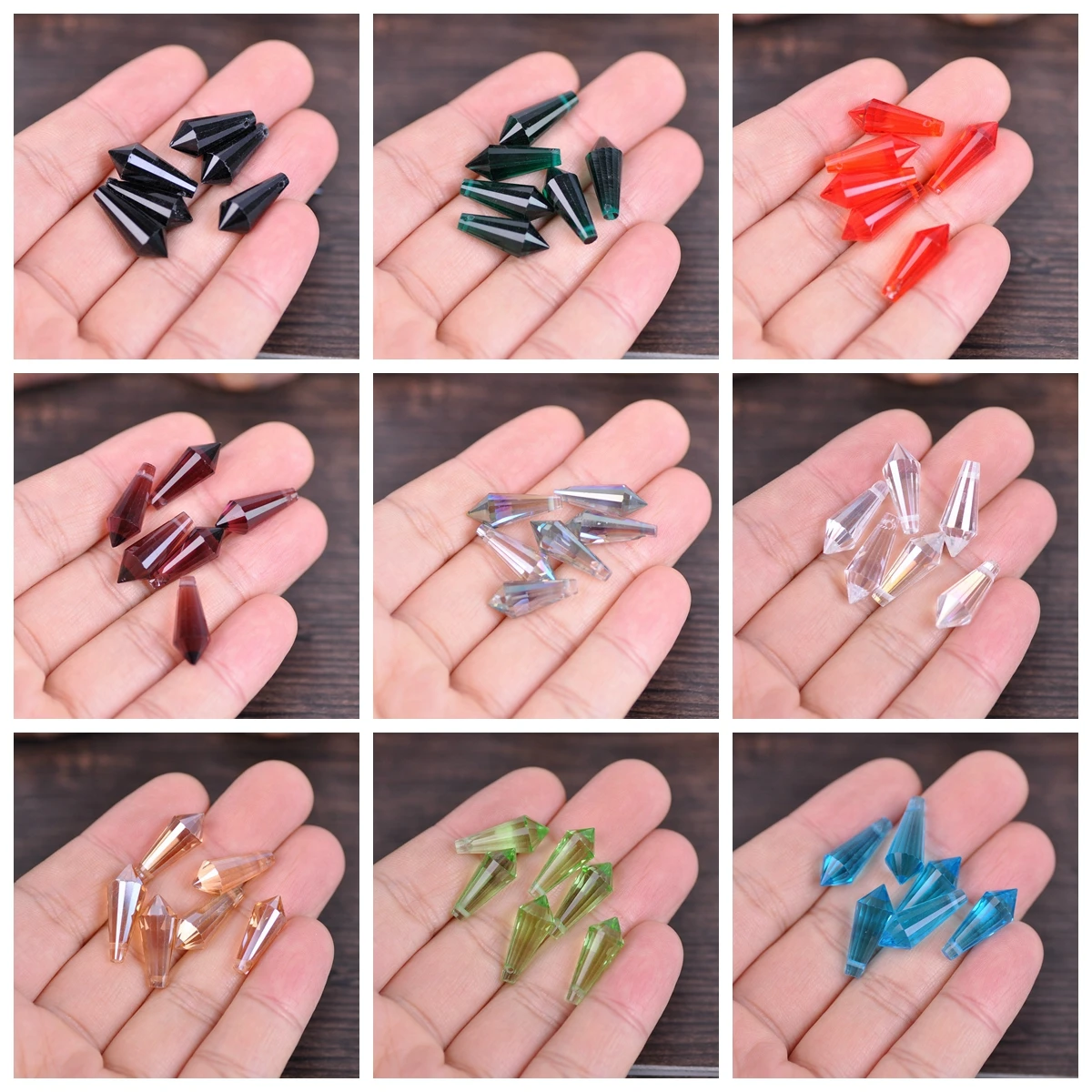 8x20mm Teardrop Bicone Prism Faceted Crystal Glass Loose Crafts Pendants Beads Lot For DIY Jewelry Making Findings |