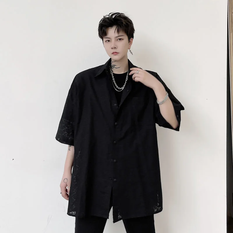 IEFB Summer See Through Jacquard Pattern Men's Detachable Long Sleeve Shirt 2021 New Oversized Niche Shirts Black White Tops
IEFB Summer See Through Jacquard Pattern Men's Detachable Long Sleeve Shirt 2021 New Oversized Niche Shirts Black White Tops