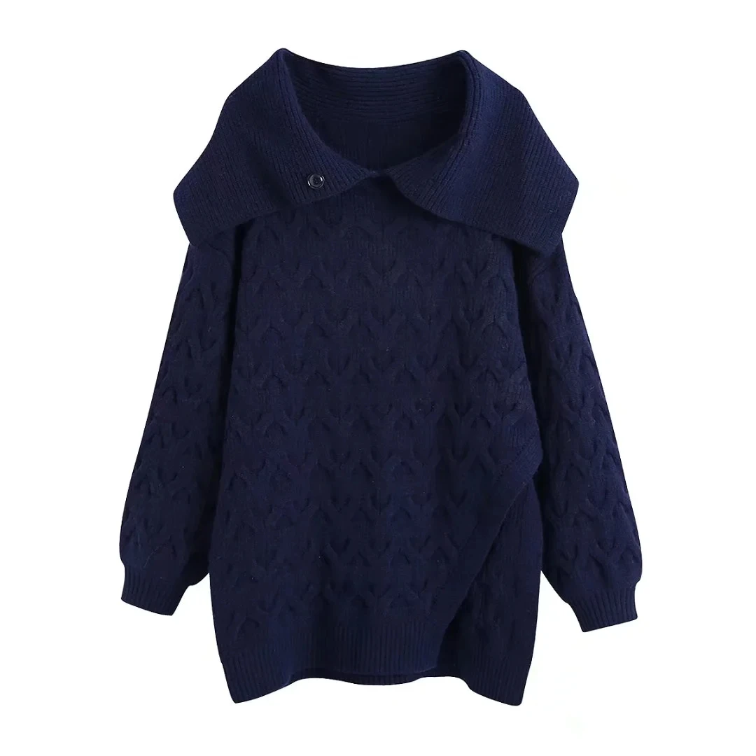 New College Autumn Winter Twisted Pattern Jacquard Weave Navy Collar Side Slit Pullovers Loose Knitted Sweaters Woman Mujer
New College Autumn Winter Twisted Pattern Jacquard Weave Navy Collar Side Slit Pullovers Loose Knitted Sweaters Woman Mujer