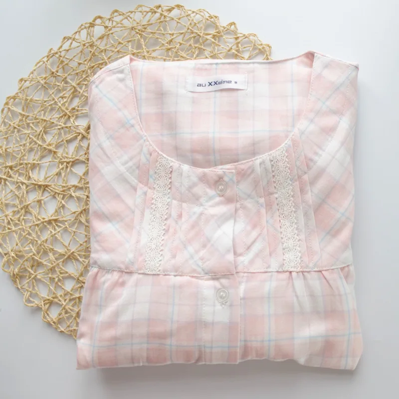 New 100% Cotton Pajama Set Double Layer Gauze Pijamas Pyjamas Women Short-sleeve Shorts Sleepwear Soft Breathable Nightwear
New 100% Cotton Pajama Set Double Layer Gauze Pijamas Pyjamas Women Short-sleeve Shorts Sleepwear Soft Breathable Nightwear