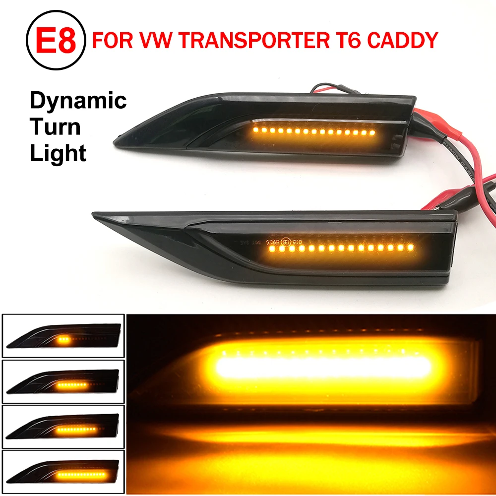 

2 шт. светодиодный динамический ретранслятор светильник воротный сигнал боковой маркер для VW Transporter T6 Multivan Caddy MK4 2015-2019 мигающая лампа