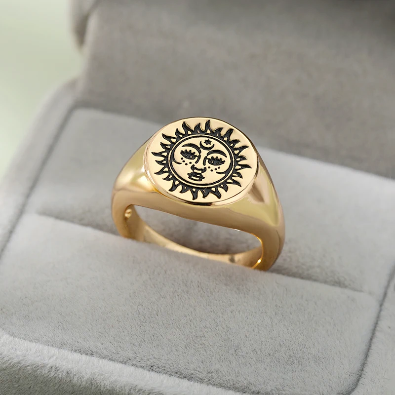 Vintage Sun Face Rings For Women Men Gold Color Stainless Steel Male Female Ring Finger Jewelry Anillos Mujer Bague Homme
Vintage Sun Face Rings For Women Men Gold Color Stainless Steel Male Female Ring Finger Jewelry Anillos Mujer Bague Homme