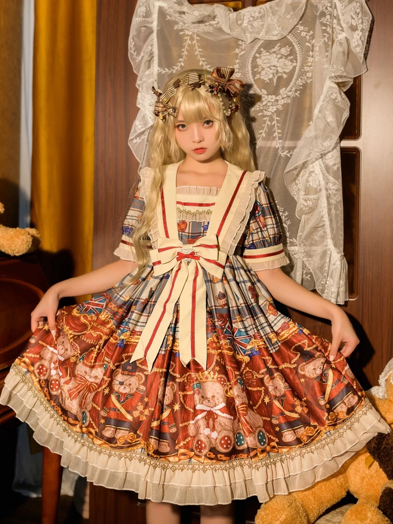 Light Lolita Daily Lolita British Knight Bear Cute Short Sleeve Op Dress for Women Summer goth lolita kawaii victorian dress
Light Lolita Daily Lolita British Knight Bear Cute Short Sleeve Op Dress for Women Summer goth lolita kawaii victorian dress