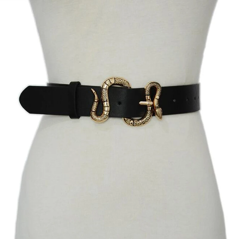 Snake Style Women Belts 2020 New Fashion Black Faux Leather Cummerband Golden Buckle Wide Waistband for Dress 
Snake Style Women Belts 2020 New Fashion Black Faux Leather Cummerband Golden Buckle Wide Waistband for Dress