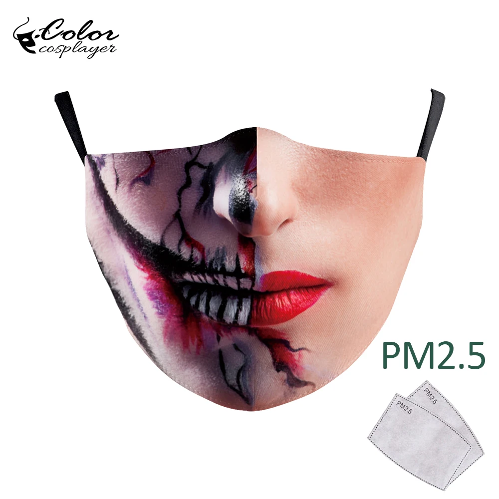 Color Cosplayer Face Print Mouth Mask Breathable Washable Reusable Mouth Caps Adjustable Ear Straps Adult Funny Halloween Masks
Color Cosplayer Face Print Mouth Mask Breathable Washable Reusable Mouth Caps Adjustable Ear Straps Adult Funny Halloween Masks