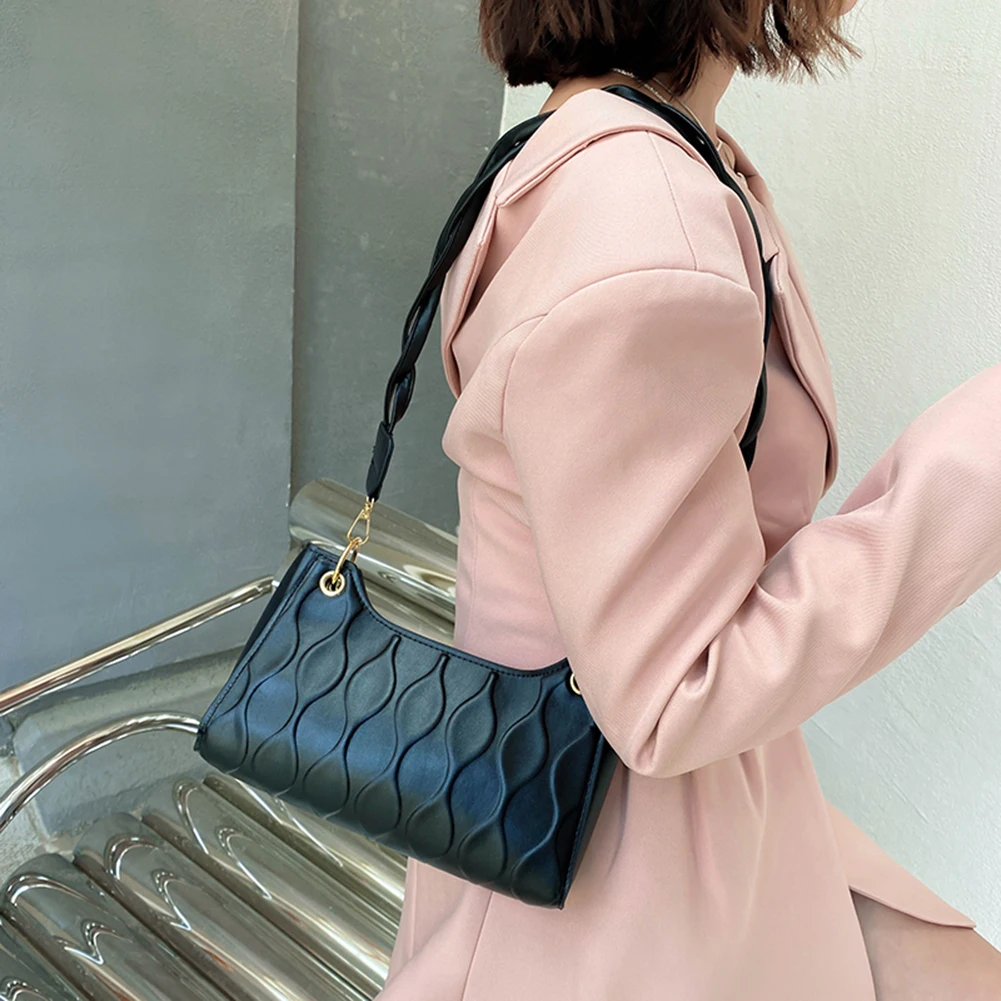 Fashion Women Wave Embossing Handbag Simple PU Leather Small Shoulder Crossbody Pouch Solid Color Shopping Pouch
Fashion Women Wave Embossing Handbag Simple PU Leather Small Shoulder Crossbody Pouch Solid Color Shopping Pouch
