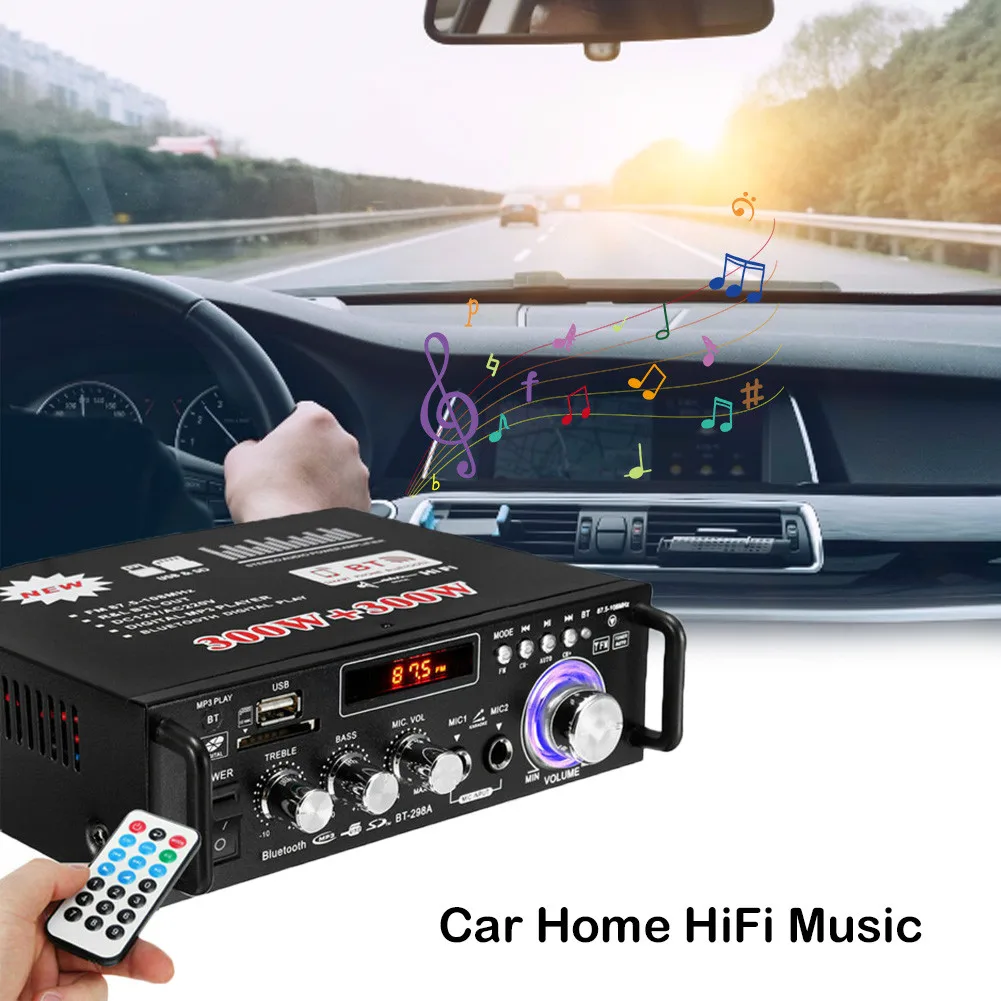 600W Bluetooth Stereo Audio Amplifier Car Home HiFi Music SD USB FM AMP 12V/220V 
600W Bluetooth Stereo Audio Amplifier Car Home HiFi Music SD USB FM AMP 12V/220V