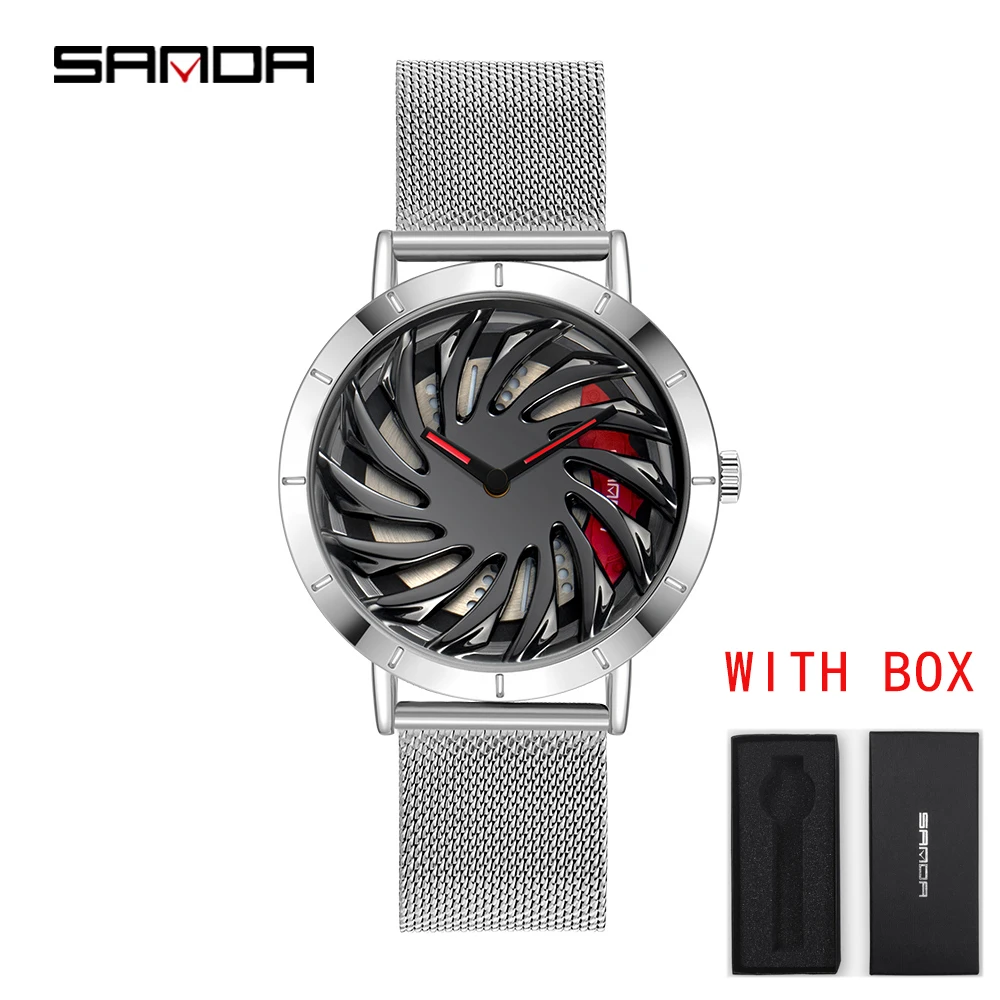 Hot Sell Men Quartz Watch 360 Rotating Car Wheel Dial Clock Fashion Mesh belt Waterproof Rim Hub Wristwatch Relogio Masculino
Hot Sell Men Quartz Watch 360 Rotating Car Wheel Dial Clock Fashion Mesh belt Waterproof Rim Hub Wristwatch Relogio Masculino