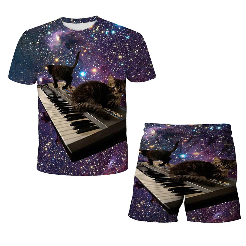 Summer 2021 New Fashion Cute Kids Brand Clothing Set Girl Short Sleeve Print 3D Cat T-Shirt Top + Shorts Kids Set
Summer 2021 New Fashion Cute Kids Brand Clothing Set Girl Short Sleeve Print 3D Cat T-Shirt Top + Shorts Kids Set