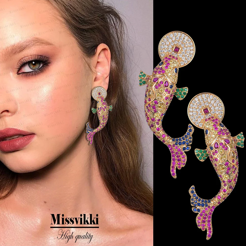 missvikki High Quality Fashion Hot Lucky carp Dangle Earrings Shiny Clear Cubic zirconia Naija Bridal Wedding Earring Jewelry
missvikki High Quality Fashion Hot Lucky carp Dangle Earrings Shiny Clear Cubic zirconia Naija Bridal Wedding Earring Jewelry