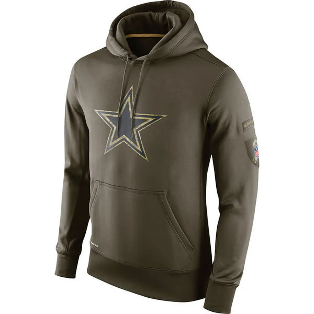 

Dallas Men Sweatshirt Cowboys Olive gray Salute To Service Pullover American sports hoody football badge Quality Hoodie oversize