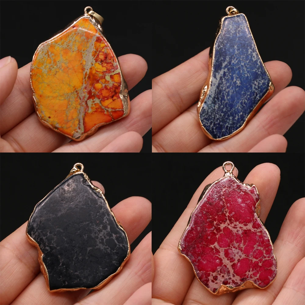 Natural Stone Pendants Irregular Gold plated Emperor Jaspers Charms for Jewelry Making DIY Reiki Heal Necklace Earring Gifts
Natural Stone Pendants Irregular Gold plated Emperor Jaspers Charms for Jewelry Making DIY Reiki Heal Necklace Earring Gifts