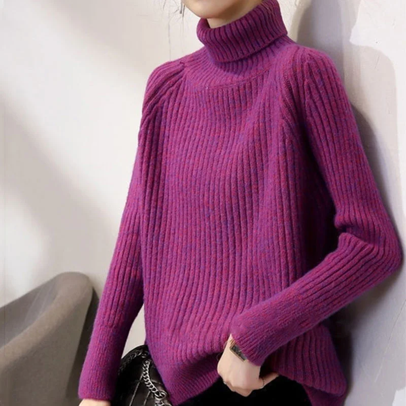 Winter Turtle Neck Cashmere Sweater Women Elegant Striped Warm Knitted Pullover Loose Long Knitwear Jumper Female Clothes
Winter Turtle Neck Cashmere Sweater Women Elegant Striped Warm Knitted Pullover Loose Long Knitwear Jumper Female Clothes