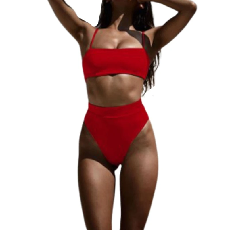 Womens Sexy 2 Piece Bikini Set Spaghetti Cami Strap Bandeau Swimsuit High Waisted Cheeky Thong Solid Color Bathing Suit
Womens Sexy 2 Piece Bikini Set Spaghetti Cami Strap Bandeau Swimsuit High Waisted Cheeky Thong Solid Color Bathing Suit
