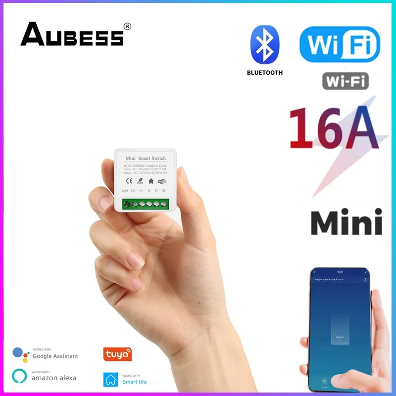 Aubess Tuya Smart 16A WiFi Bluetooth Mini Switch Module SmartLife App 2 Way Control Smart Light DIY Switch Via Alexa Google Home
Aubess Tuya Smart 16A WiFi Bluetooth Mini Switch Module SmartLife App 2 Way Control Smart Light DIY Switch Via Alexa Google Home