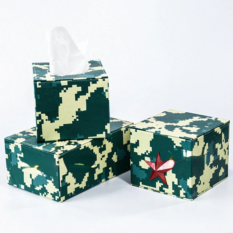 Камуфляжная Зеленая кожаная квадратная настольная бумажная коробка для полотенец
Камуфляжная Зеленая кожаная квадратная настольная бумажная коробка для полотенец