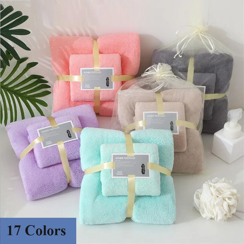 2PCS Luxury Super Large Towel Set 17 Colors Coral Fleece High Absorbent 70x140cm 35x75cm Bath Towels Face Towels Sets Bathroom
2PCS Luxury Super Large Towel Set 17 Colors Coral Fleece High Absorbent 70x140cm 35x75cm Bath Towels Face Towels Sets Bathroom
