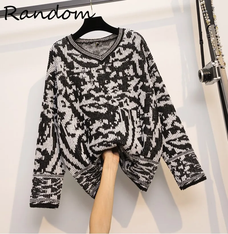 Модные женские леопардовые пуловеры с длинным рукавом и V-образным вырезом, универсальный Повседневный вязаный свитер большого размера, же... 
Модные женские леопардовые пуловеры с длинным рукавом и V-образным вырезом, универсальный Повседневный вязаный свитер большого размера, же...