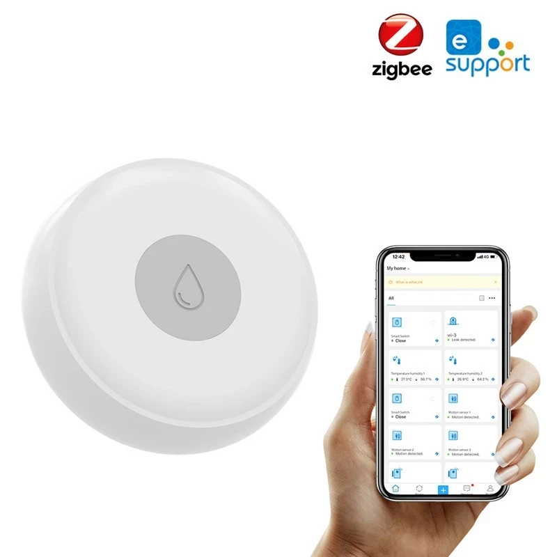 

eWeLink Zigbee Smart Home Water Leak Sensor Wireless Flooding Detector Water Leakage Detection Alert Water Level Overflow Alarm