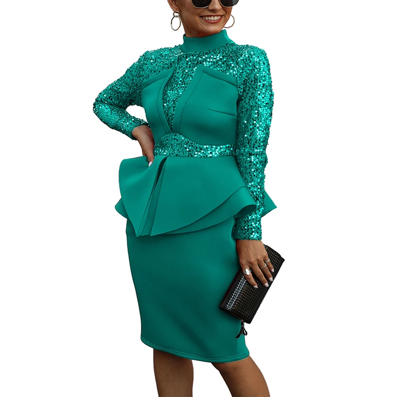 Plus Size Women Peplum Sequin Detail Dress Elegant Office Lady Chic Spring Fall Elegant Night Out Club Formal Party Vestidos
Plus Size Women Peplum Sequin Detail Dress Elegant Office Lady Chic Spring Fall Elegant Night Out Club Formal Party Vestidos