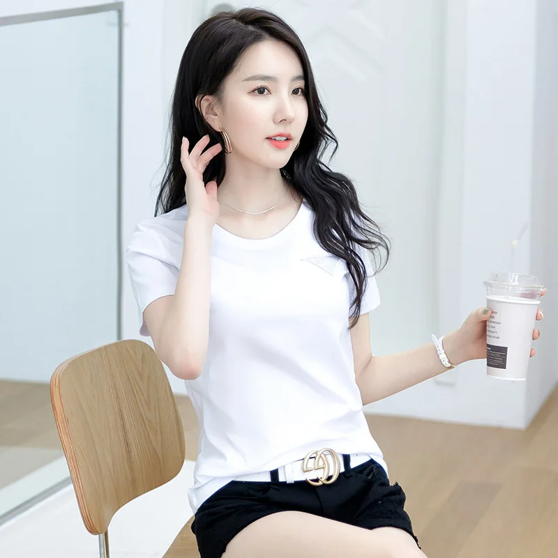 women's summer 2021 cotton drills cultivate one's morality type round collar short sleeve T-shirt woman pure color
women's summer 2021 cotton drills cultivate one's morality type round collar short sleeve T-shirt woman pure color