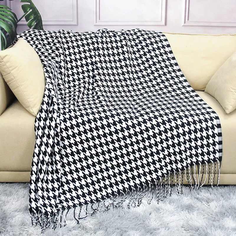 Houndstooth Knitted Blanket Nordic Acrylic Tassels Throw Sofa Bed Blanket Home Textile Portable Office Nap Air Condition Blanket 
Houndstooth Knitted Blanket Nordic Acrylic Tassels Throw Sofa Bed Blanket Home Textile Portable Office Nap Air Condition Blanket