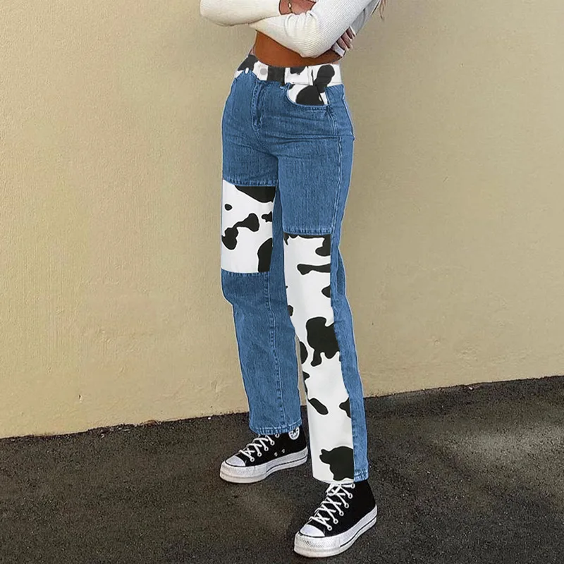 European and American Street Jeans Autumn 2021 Women's New High-waist Straight Cow Print Stitching Casual Pants Clothes Jeans
European and American Street Jeans Autumn 2021 Women's New High-waist Straight Cow Print Stitching Casual Pants Clothes Jeans