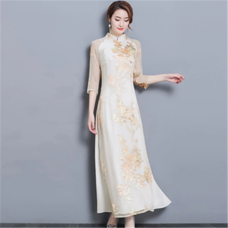 Elegant Summer Dress Chinese Style Big Size Floral Qipao Women's Long Dress Vintage Cheongsam Vintage Print Female Dress J438
Elegant Summer Dress Chinese Style Big Size Floral Qipao Women's Long Dress Vintage Cheongsam Vintage Print Female Dress J438