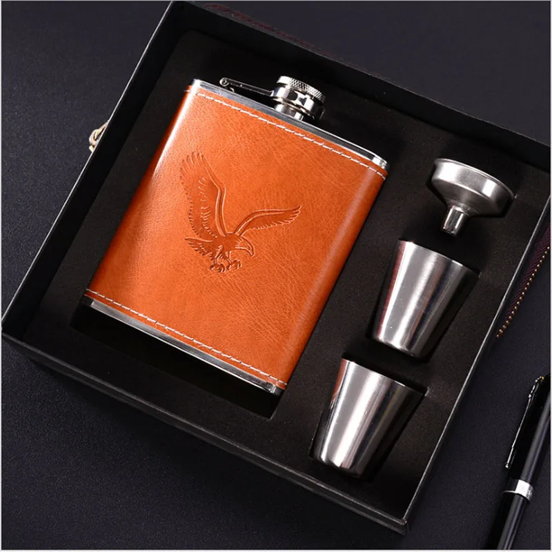 Hip Flasks Set 7oz Funnel and Wine Cups Luxury Stainless Steel Alcohol Whiskey Bottle Leather Flagon Wine Gift Flask Set For Man
Hip Flasks Set 7oz Funnel and Wine Cups Luxury Stainless Steel Alcohol Whiskey Bottle Leather Flagon Wine Gift Flask Set For Man