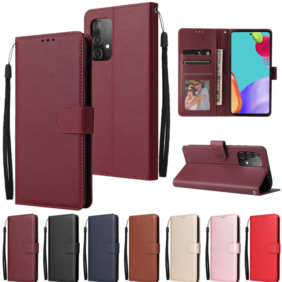 

For Samsung A52 A72 A71 A01 A02 S A11 A12 A21S A22 A31 A32 A41 A42 A51 A71Flip Leather Wallet Case For Galaxy A6 A7 A8 2018 Case