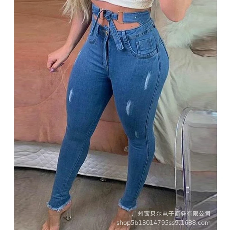 WEPBEL Jeans Women's Casual Solid Color Bandage Slim Jeans Summer Fashion Lace-up High Waist Hollow Out Denim Pencil Pants
WEPBEL Jeans Women's Casual Solid Color Bandage Slim Jeans Summer Fashion Lace-up High Waist Hollow Out Denim Pencil Pants