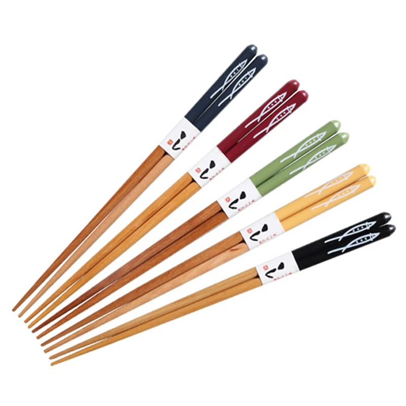

5 Pairs Saury Wood Chopsticks Set Anti-skid Japanese style Sushi Rice Chopsticks Wooden Kitchen Tableware Dinnerware Gift