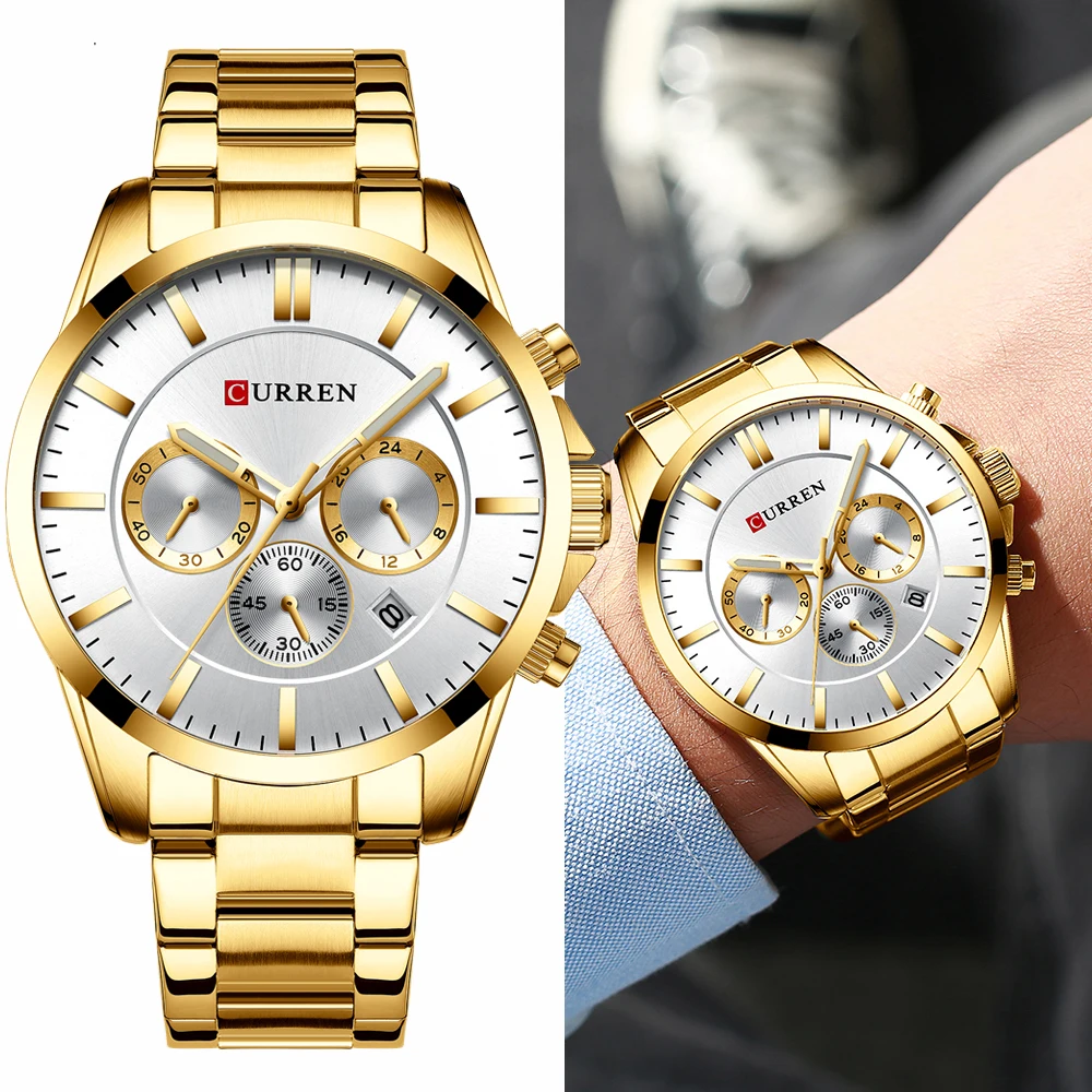 CURREN Fashion Style Military Waterproof Quartz Watch Men's Luxury Business Chronograph Auto Date Stainless Steel Men Watches
CURREN Fashion Style Military Waterproof Quartz Watch Men's Luxury Business Chronograph Auto Date Stainless Steel Men Watches