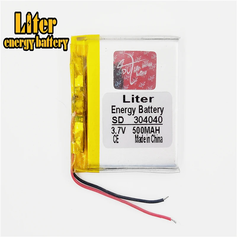 3.7V 500mAh 304040 lipo polymer lithium Rechargeable battery for MP3 GPS DVD bluetooth recorder headset e-book camera | Компьютеры и
