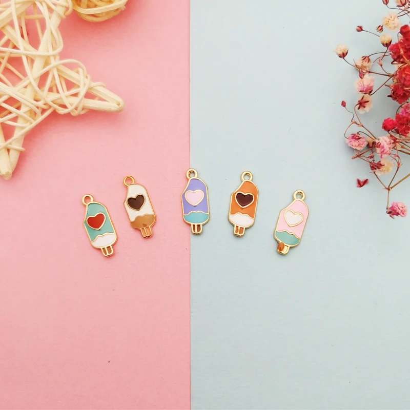 10pcs Colorful Enamel Popsicle Ice Cream Charms Love Ice-lolly Pendants Jewelry DIY Accessory Bracelet Golden Alloy Small Dangle
10pcs Colorful Enamel Popsicle Ice Cream Charms Love Ice-lolly Pendants Jewelry DIY Accessory Bracelet Golden Alloy Small Dangle