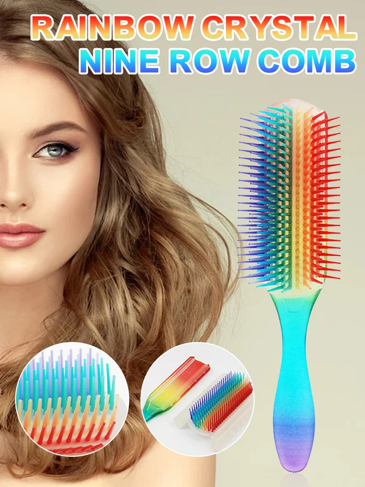 9 Rows Hair Brush Colorful Rainbow Hair Comb with Removable Bristle Pad Soft Hair Brush for Hair Styling and Shaping
9 Rows Hair Brush Colorful Rainbow Hair Comb with Removable Bristle Pad Soft Hair Brush for Hair Styling and Shaping