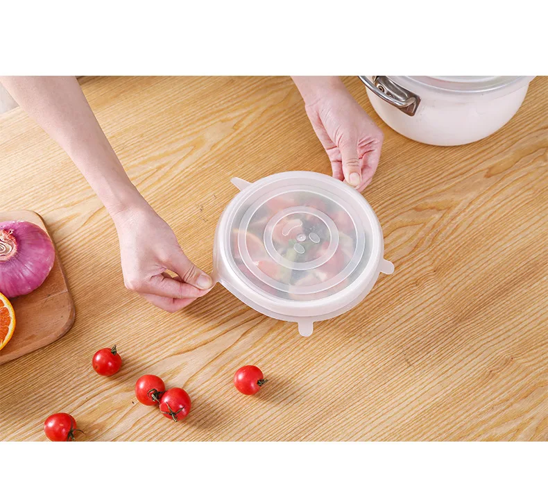 6-Piece Edible Silicon Fresh-Keeping Cover Can Be Sealed Reusable Universal Cover Stretch Plastic Wrap Bowl Cover 
6-Piece Edible Silicon Fresh-Keeping Cover Can Be Sealed Reusable Universal Cover Stretch Plastic Wrap Bowl Cover