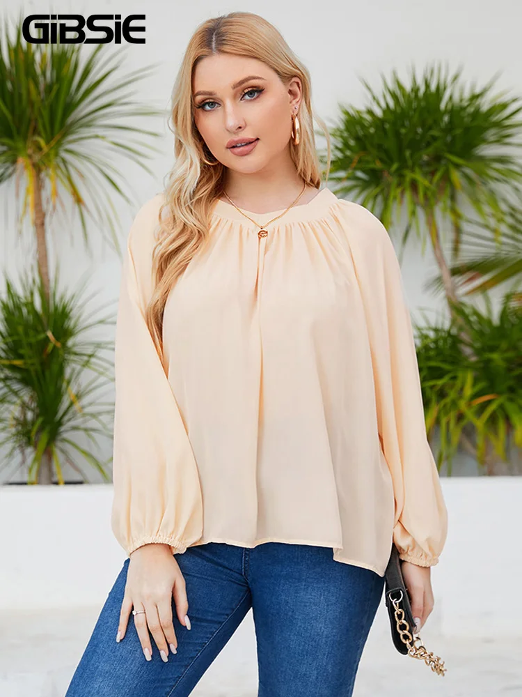GIBSIE Plus Size O-Neck Bow Tie Back Solid Chiffon Blouse Women Spring Summer Lantern Sleeve Sweet Casual Ladies Tops Blouses
GIBSIE Plus Size O-Neck Bow Tie Back Solid Chiffon Blouse Women Spring Summer Lantern Sleeve Sweet Casual Ladies Tops Blouses