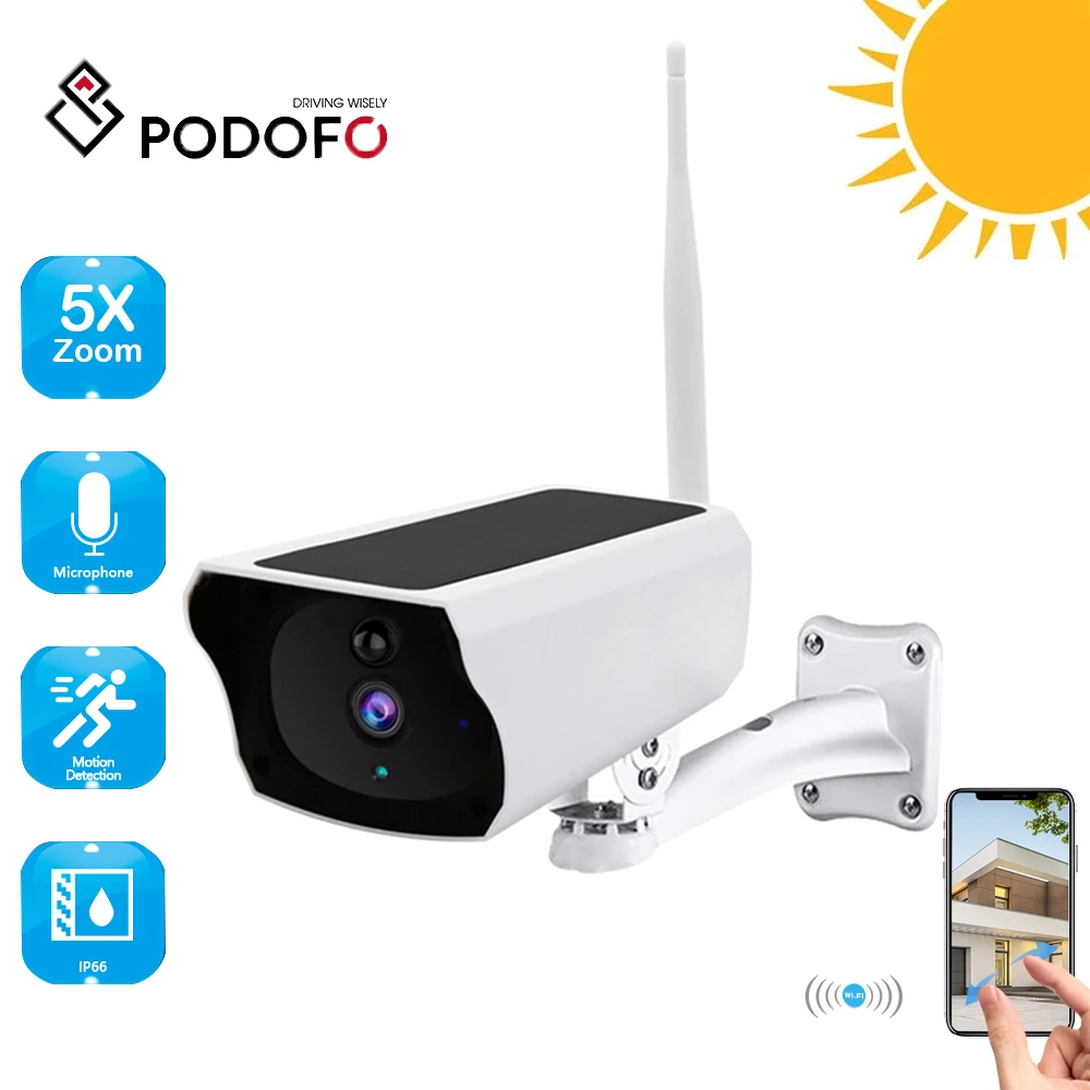 Podofo 1080P PTZ Solar Panel IP Camera Wifi 5X Digital Zoom Video Surveillance Security Hikvision CCTV Night Vision Monitoring 
Podofo 1080P PTZ Solar Panel IP Camera Wifi 5X Digital Zoom Video Surveillance Security Hikvision CCTV Night Vision Monitoring