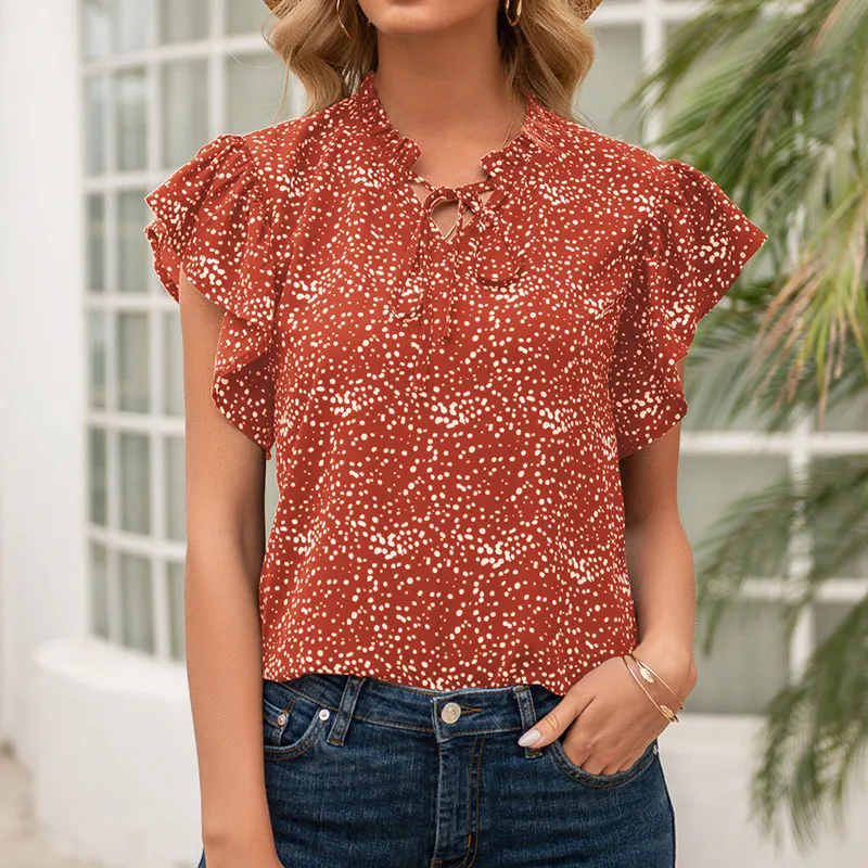 New Elegant Blouse Shirt Women Streetwear Womens Tops Ladies Tee Short Sleeve Fashion Summer V-Neck Ruffle Leaf Short Sleeve
New Elegant Blouse Shirt Women Streetwear Womens Tops Ladies Tee Short Sleeve Fashion Summer V-Neck Ruffle Leaf Short Sleeve