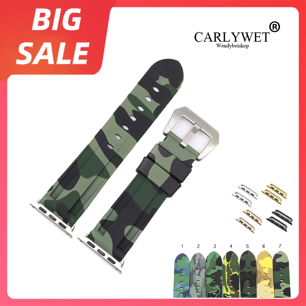 CARLYWET 38 40 42 44mm Top Quality Camo Pure Silicone Rubber Replacement Wrist Watchband Strap For Iwatch Series 4/3/2/1
CARLYWET 38 40 42 44mm Top Quality Camo Pure Silicone Rubber Replacement Wrist Watchband Strap For Iwatch Series 4/3/2/1