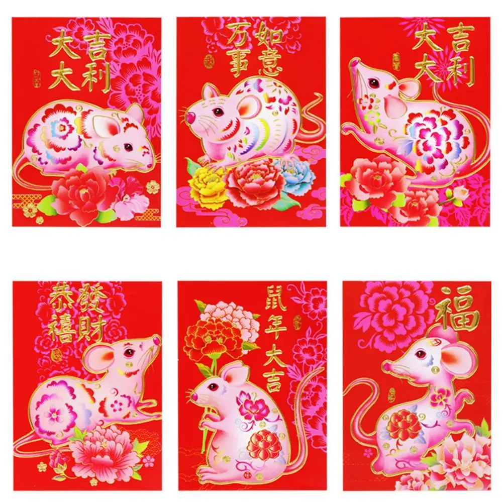 6Pcs/Set Cute Cartoon Mouse Pattern Hot Stamping Red Lucky Red Envelope Spring Festival Birthday Wedding Red Envelope
6Pcs/Set Cute Cartoon Mouse Pattern Hot Stamping Red Lucky Red Envelope Spring Festival Birthday Wedding Red Envelope